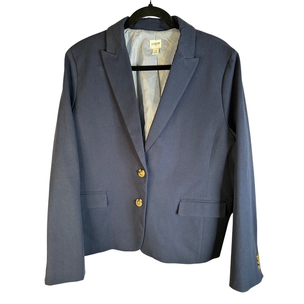 J. Crew Navy Blue Women's Two Button Pinstripe Lining Stretch Classic Blazer